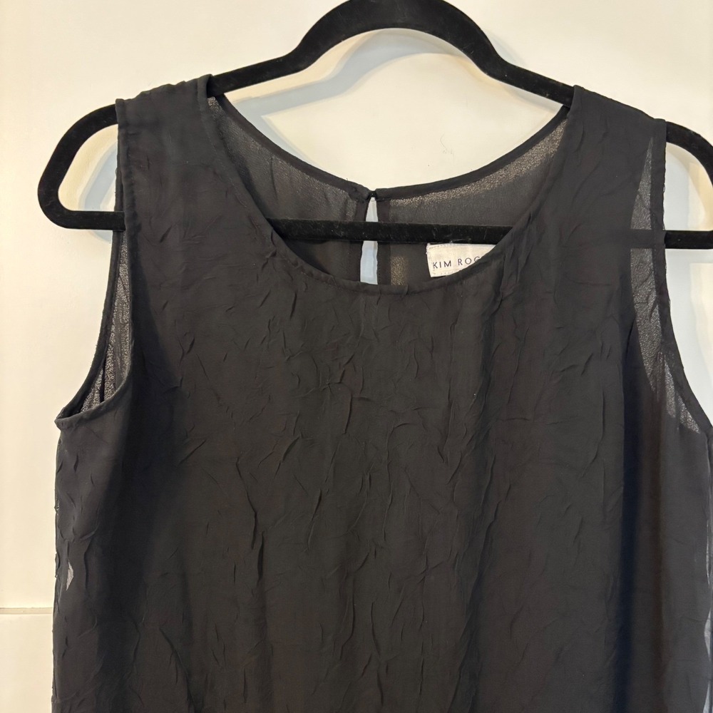 Black Crinkle Chiffon Maxi Dress Sleeveless SZ 6 Keyhole back Whimsigoth Minimal
